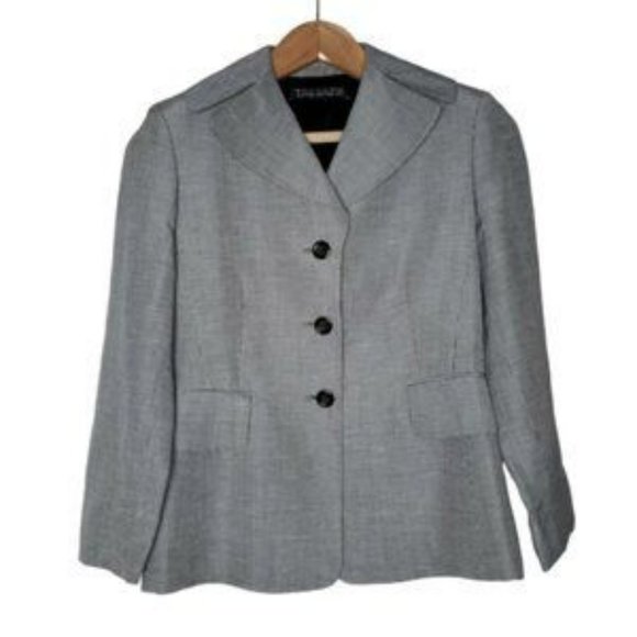 Tahari Womens 3 Button Blazer Black White Size 6 - Picture 1 of 5